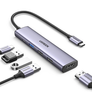 Miniatura produktu: HUB USB-A 3.0 - 2 x USB-A 2.0 / HDMI / USB-C Ugreen CM478 - szary