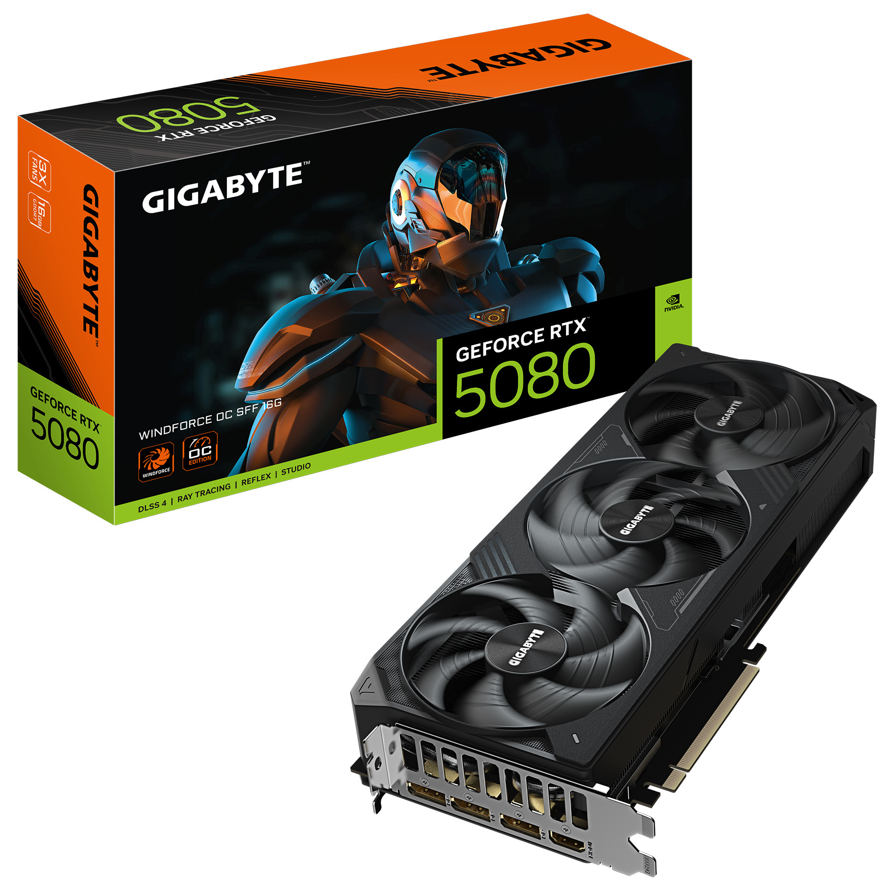 Gigabyte GeForce RTX 5080 WINDFORCE OC SFF 16GB GDDR7 DLSS 4 (GV-N5080WF3OC-16GD)