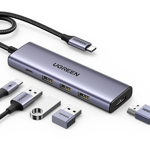 Miniatura produktu: HUB USB-C - USB-C PD / HDMI / 3x USB-A 3.0 Ugreen CM511 15597 5w1 - szary