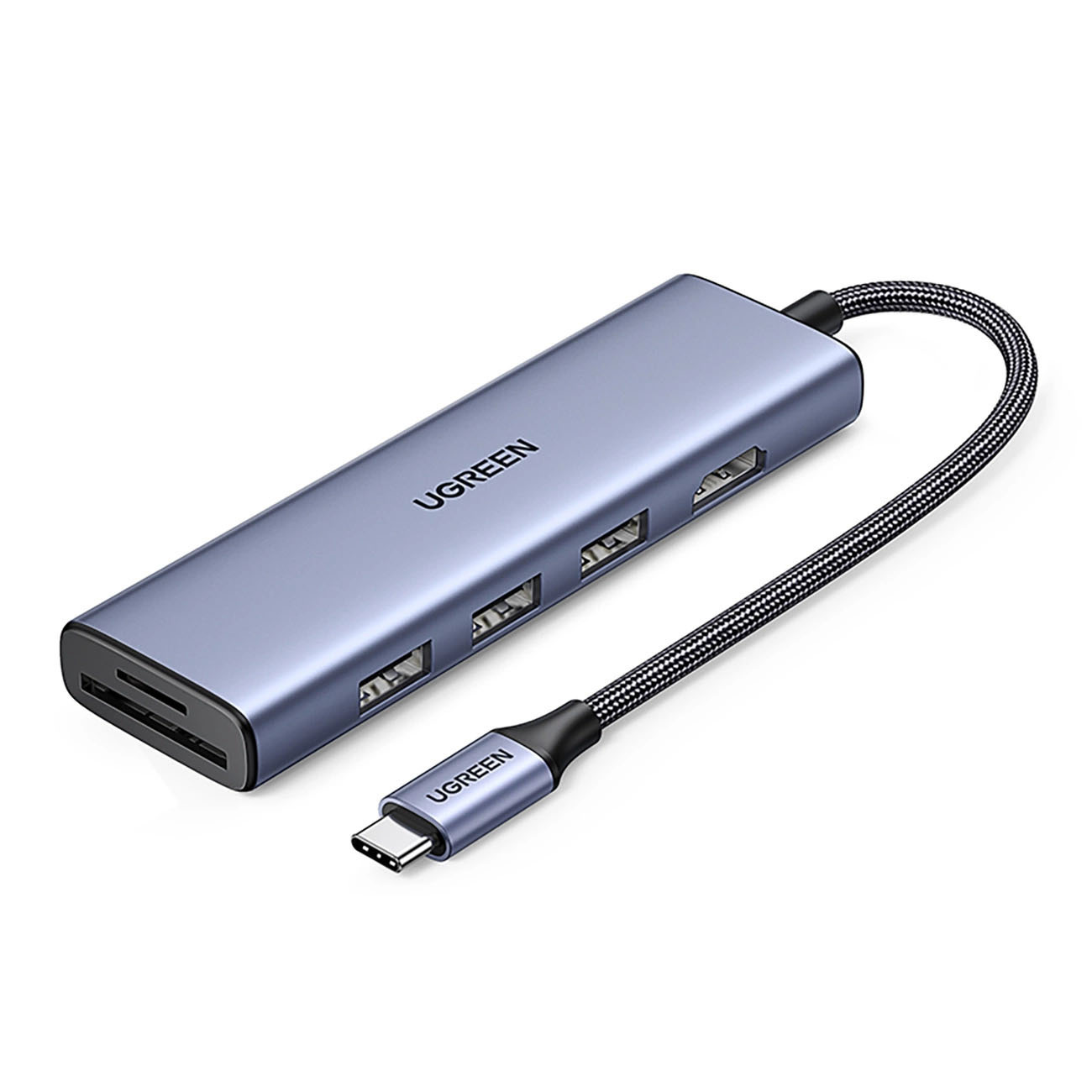 HUB USB-C - HDMI / 3x USB-A 3.0 / czytnik kart SD/TF Ugreen CM511 20956A 6w1 - szary