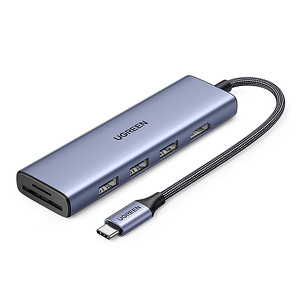 Miniatura produktu: HUB USB-C - HDMI / 3x USB-A 3.0 / czytnik kart SD/TF Ugreen CM511 20956A 6w1 - szary