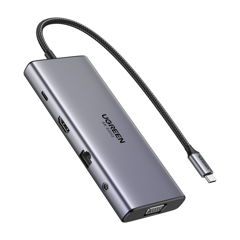 Hub USB-C Ugreen CM639 HDMI VGA 2xUSB-C 3.2 10Gbps SD/TF