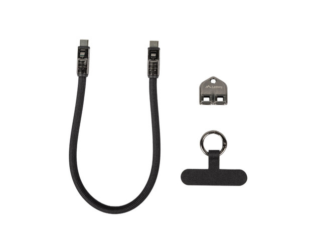 Kabel USB-C M/M smycz / brelok 0.3M 240W Lanberg -  czarny