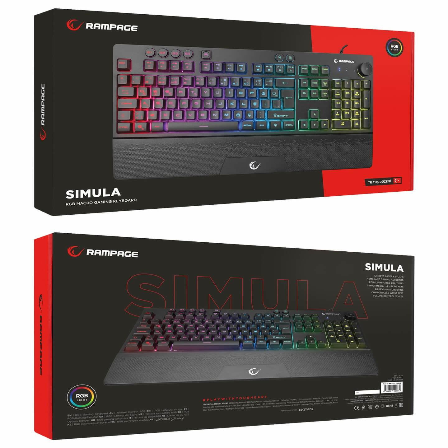 Klawiatura membranowa Rampage z podstawką Simula RGB czarna