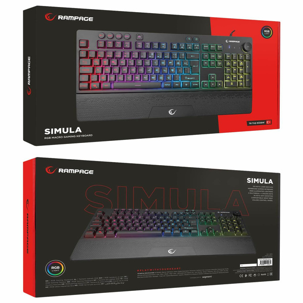 Zdjęcie produktu: Klawiatura membranowa Rampage z podstawką Simula RGB czarna