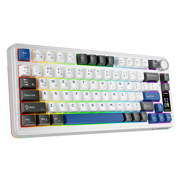 Zdjęcie produktu: Klawiatura mechaniczna bezprzewodowa Rampage Rampage Quell Pro z ekranem biała