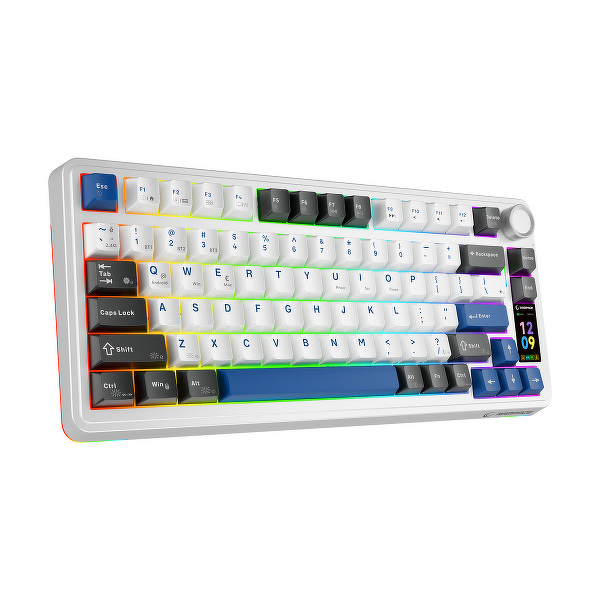 Zdjęcie produktu: Klawiatura mechaniczna bezprzewodowa Rampage Rampage Quell Pro z ekranem biała