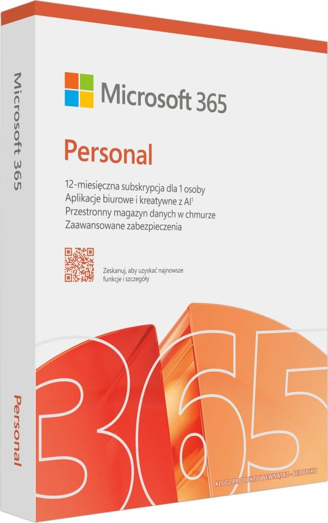Microsoft 365 Personal PL Subskrypcja 1 Rok Win/Mac Medialess