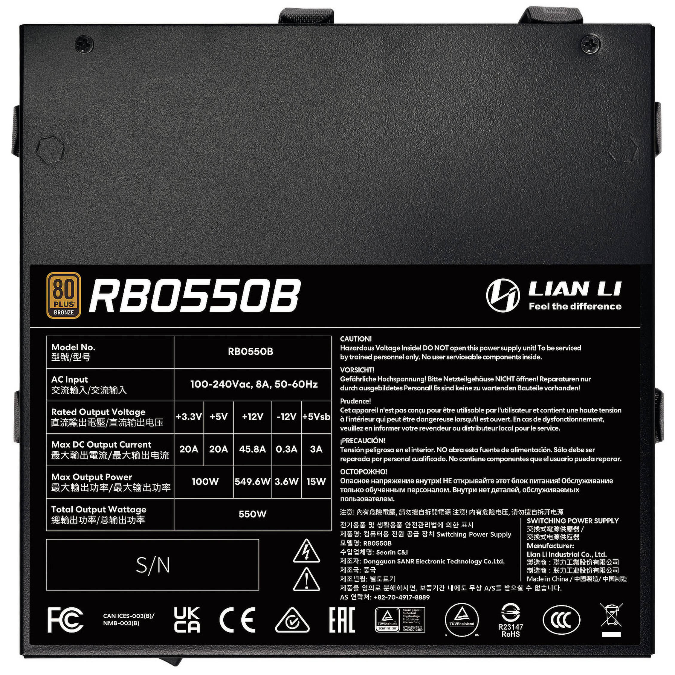 Zasilacz Lian Li RB 550B Black Bronze 550W ATX 3.1