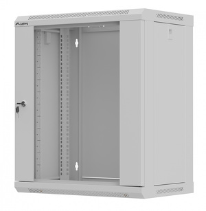 Miniatura produktu: Szafa instalacyjna Rack wisząca 19" 12U 540X350 drzwi przeszklone Flat pack Lanberg - szara