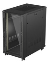 Szafa Instalacyjna Rack Stojąca 19" 22U 600X1000 drzwi przeszklone Lanberg  (Flat Pack) - czarna