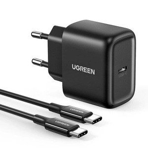 Miniatura produktu: Ładowarka sieciowa Ugreen USB Typ C 25W Power Delivery + kabel USB Typ C 2m czarny (50581)