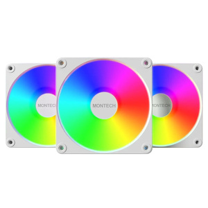 Miniatura produktu: Zestaw wentylatorów Montech GF120 V2 ARGB PWM White 120mm (3-pak)