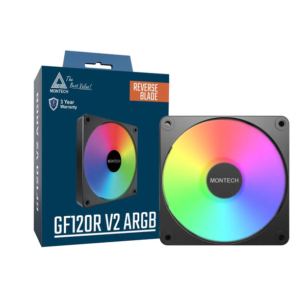 Zdjęcie produktu: Wentylator Montech GF120R V2 ARGB PWM Reverse Black 120mm
