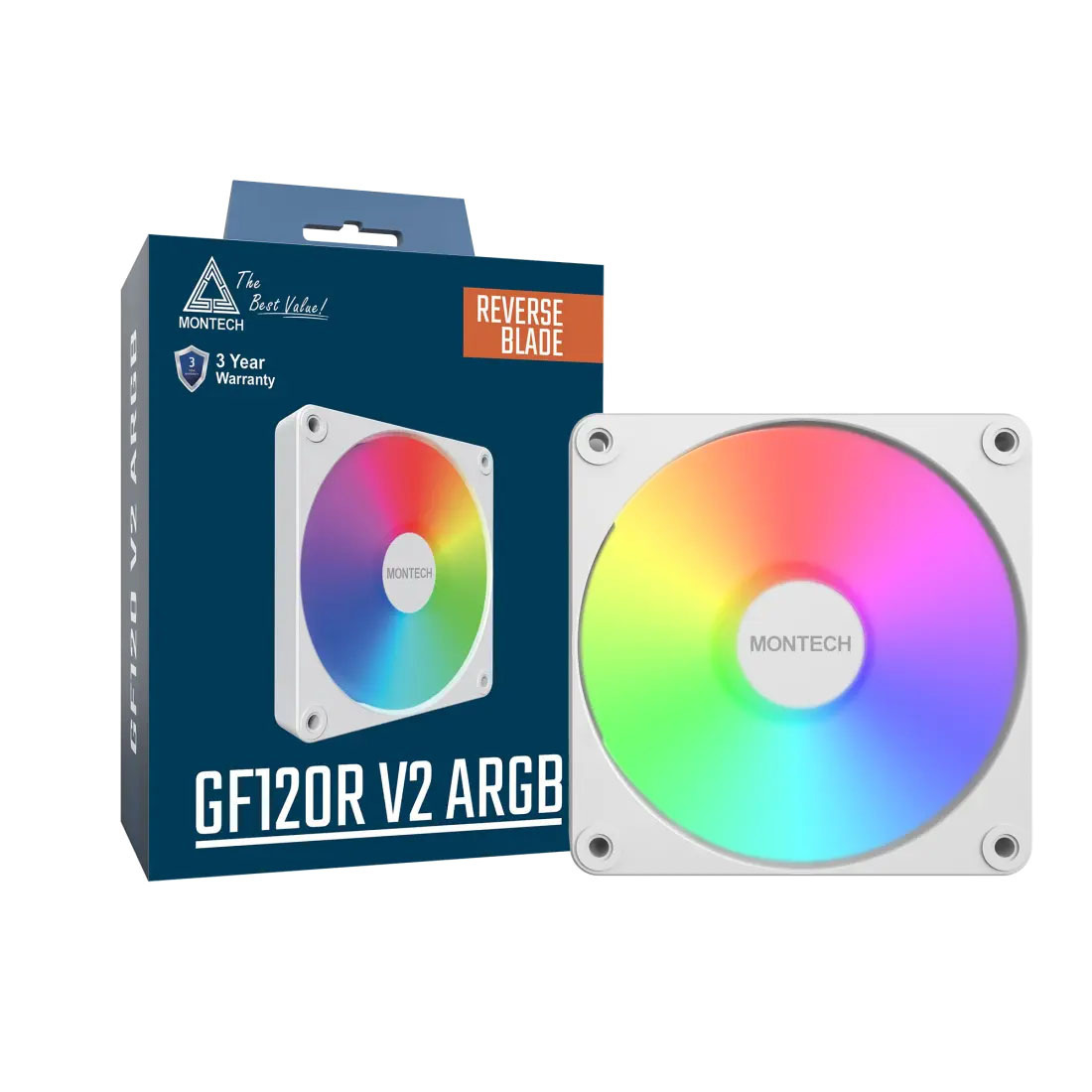 Wentylator Montech GF120R V2 ARGB PWM Reverse White 120mm