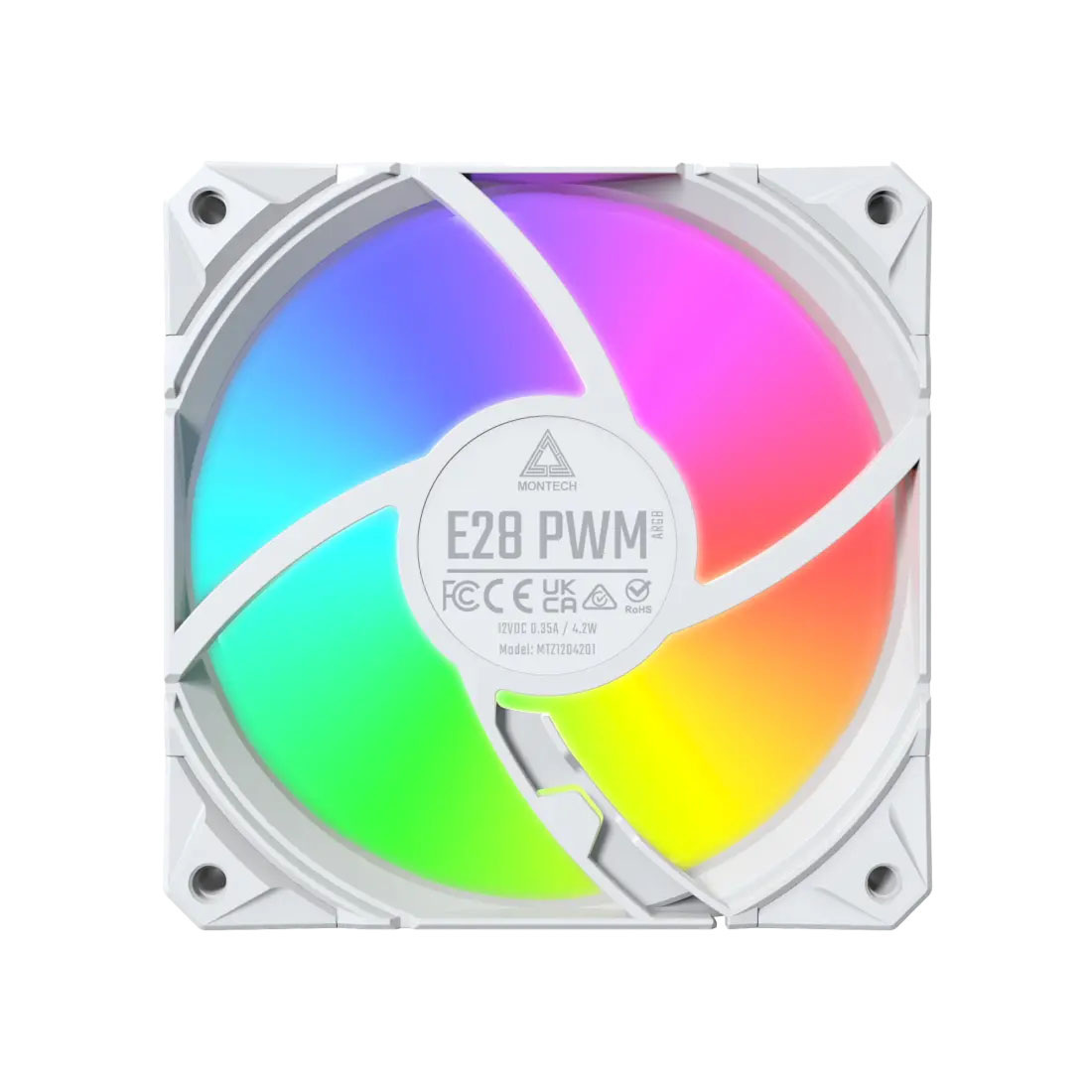 Zestaw wentylatorów Montech E28 ARGB PWM White 120mm (3-pak) Zestaw wentylatorów Montech E28 ARGB PWM White 120mm (3-pak)