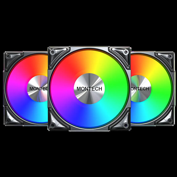 Zdjęcie produktu: Zestaw wentylatorów Montech Metal Pro 12 ARGB PWM Black 120mm (3-pak)