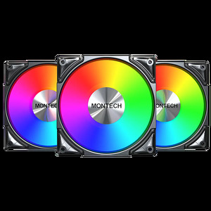 Miniatura produktu: Zestaw wentylatorów Montech Metal Pro 12 ARGB PWM Black 120mm (3-pak)