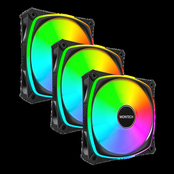 Zdjęcie produktu: Zestaw wentylatorów Montech RX120 Pro ARGB PWM Reverse Black 120mm (3-pak)