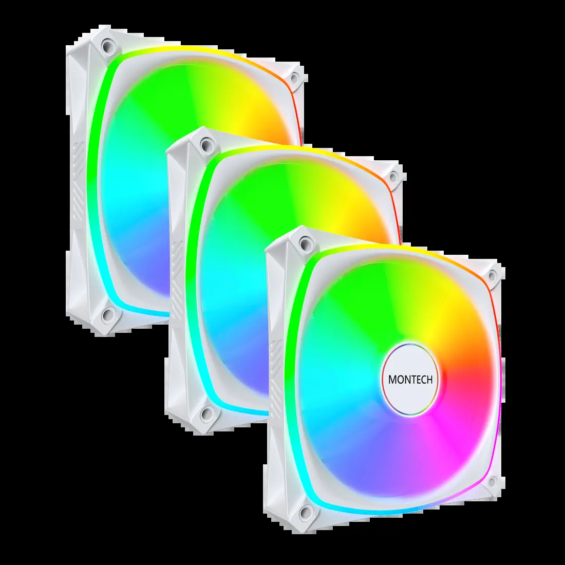 Zestaw wentylatorów Montech RX120 Pro ARGB PWM Reverse White 120mm (3-pak)