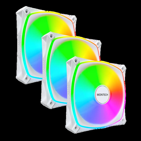 Zdjęcie produktu: Zestaw wentylatorów Montech RX120 Pro ARGB PWM Reverse White 120mm (3-pak)