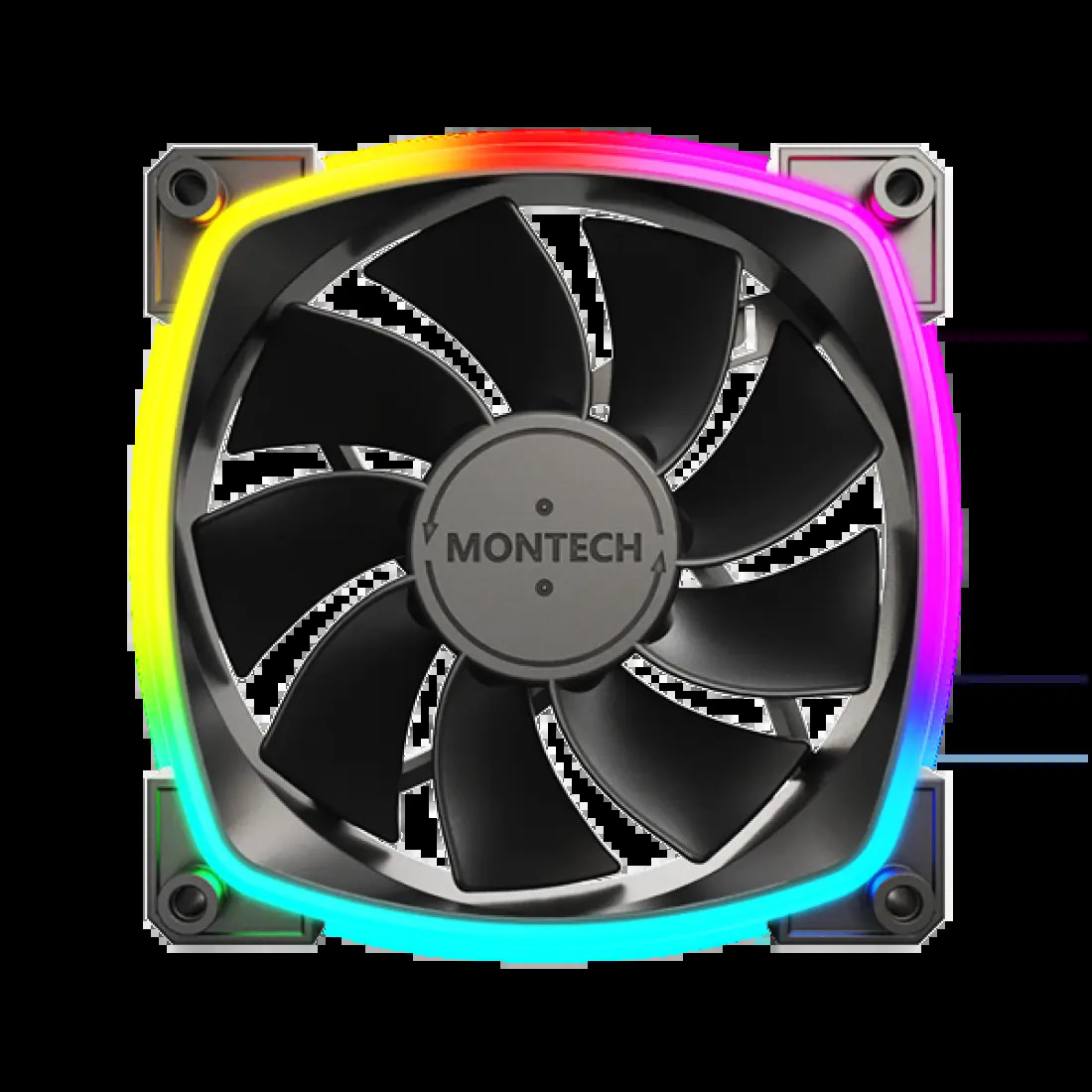 Zestaw wentylatorów Montech RX120 ARGB PWM Reverse Black 120mm (3-pak)