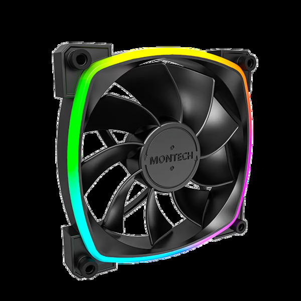 Zdjęcie produktu: Zestaw wentylatorów Montech RX120 ARGB PWM Reverse Black 120mm (3-pak)