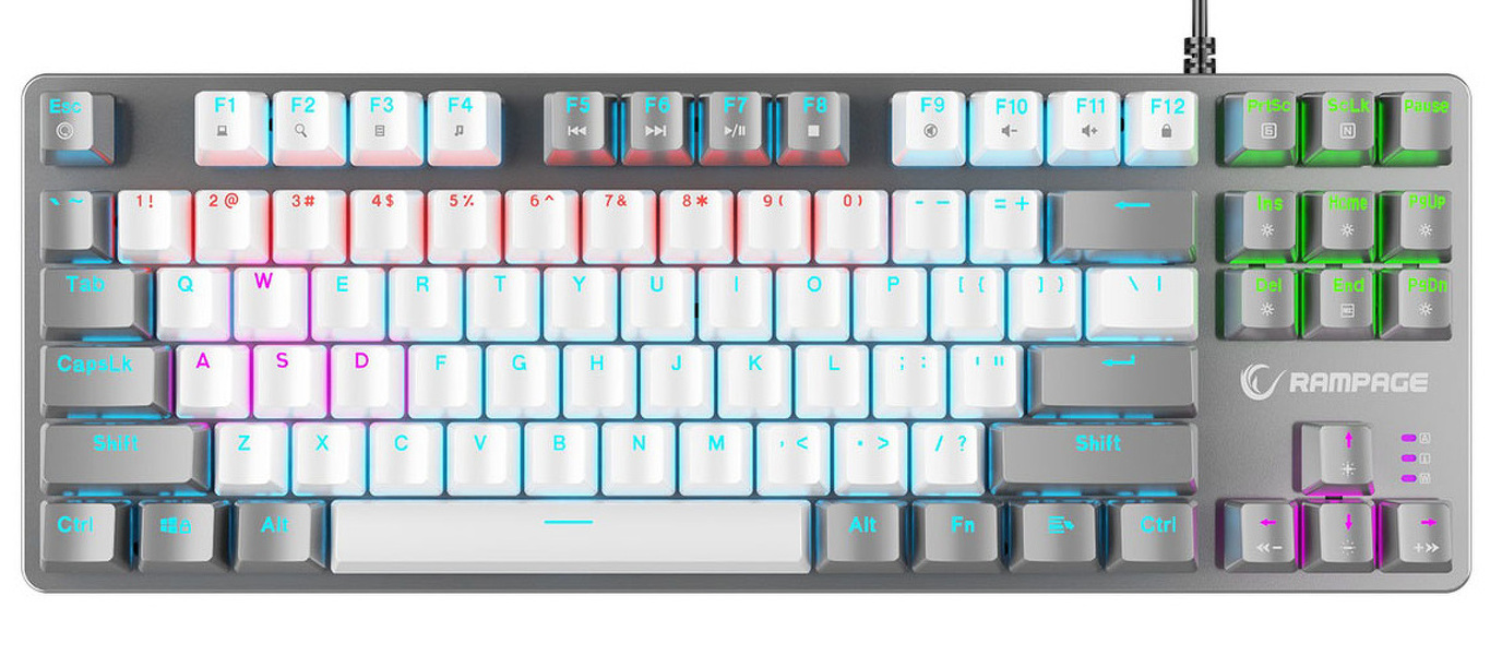 Zdjęcie produktu: Klawiatura Rampage Mechaniczna Snug RGB KRGD Red biało-szara