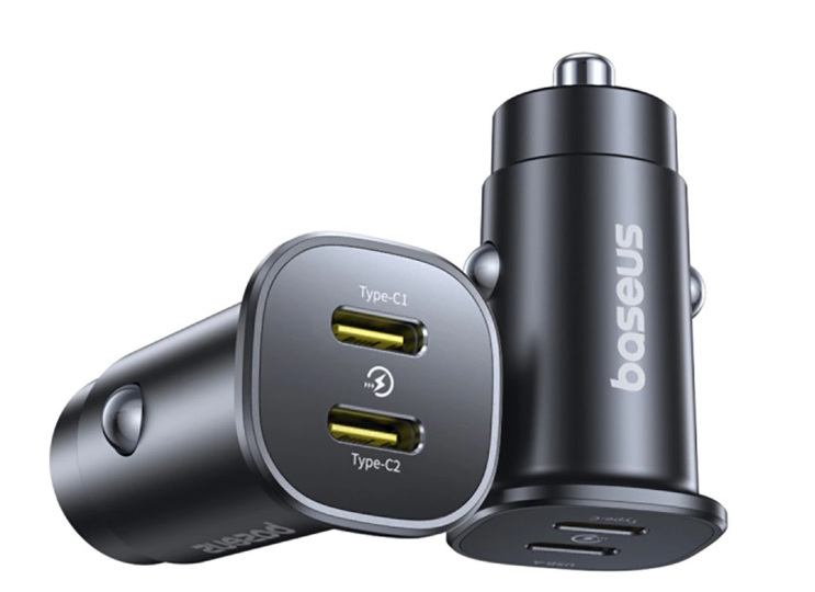 Ładowarka samochodowa Baseus GoTrip 2 x USB-C 30W - czarna Ładowarka samochodowa Baseus GoTrip 2 x USB-C 30W - czarna