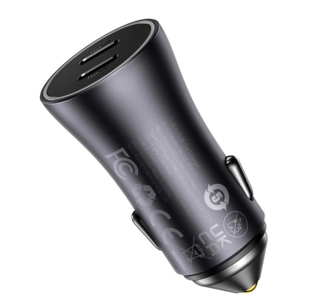 Ładowarka samochodowa Baseus Golden Contactor Pro 2x USB-C 40W szary (CGJP000013)