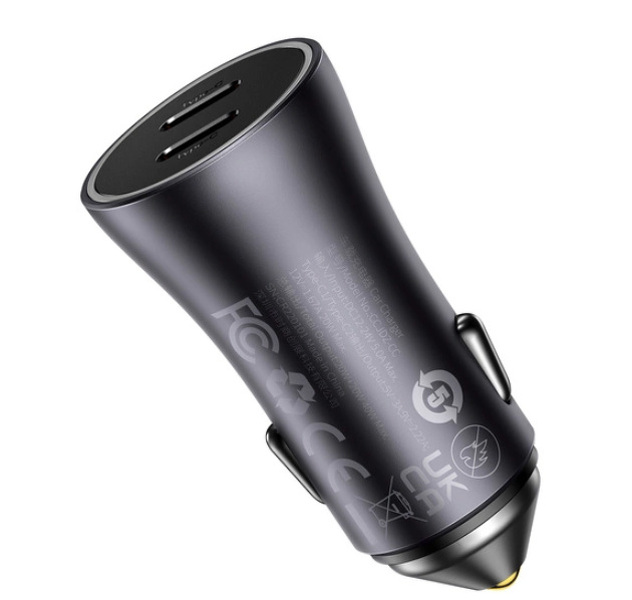 Zdjęcie produktu: Ładowarka samochodowa Baseus Golden Contactor Pro 2x USB-C 40W szary (CGJP000013)