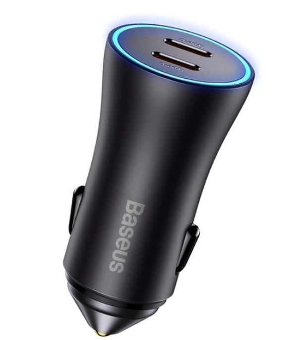Zdjęcie produktu: Ładowarka samochodowa Baseus Golden Contactor Pro 2x USB-C 40W szary (CGJP000013)
