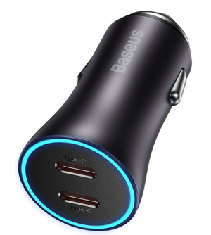 Miniatura produktu: Ładowarka samochodowa Baseus Golden Contactor Pro 2x USB-C 40W szary (CGJP000013)