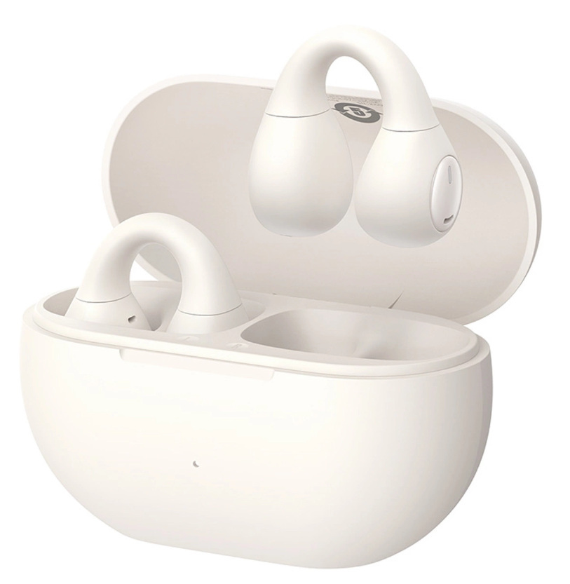 Słuchawki bezprzewodowe Baseus Bass 15 Clip OWS z kablem Simple USB-C 3A 30cm - białe Słuchawki bezprzewodowe Baseus Bass 15 Clip OWS z kablem Simple USB-C 3A 30cm - białe