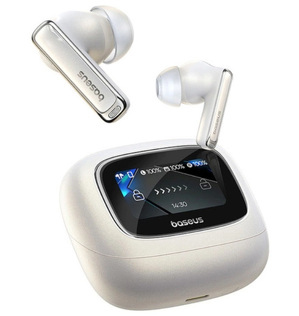Miniatura produktu: Słuchawki bezprzewodowe TWS Baseus Bowie M2s Ultra dokanałowe z interaktywnym ekranem - białe