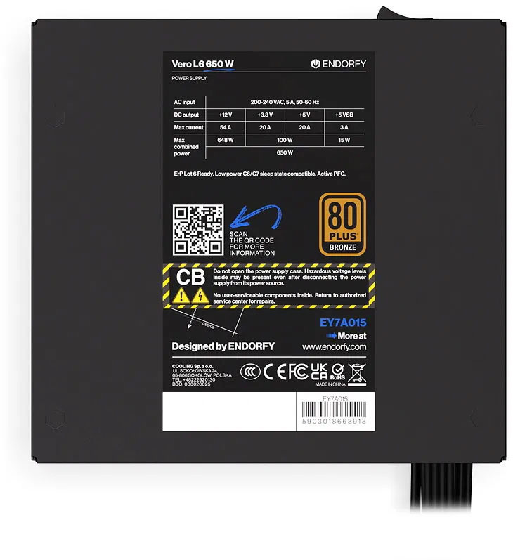 Zasilacz Endorfy Vero L6 650W Bronze (EY7A015)