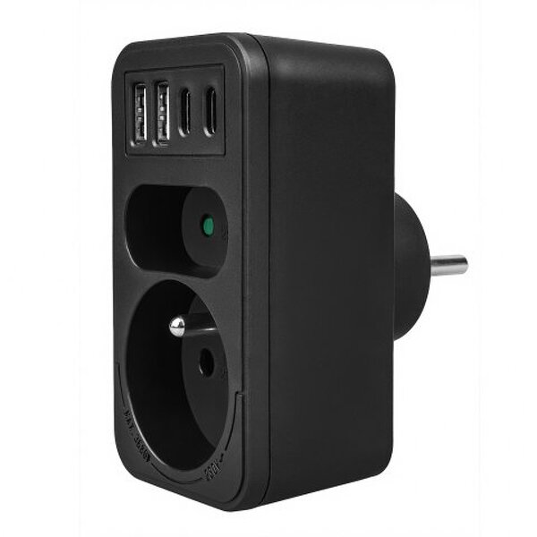 Zdjęcie produktu: Gniazdko prądowe z 2 gniazdami 2xUSB A 2xUSB C PD 20W 1x16A + 1x6A MCE249