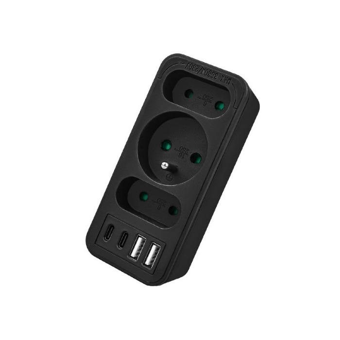 Gniazdko prądowe x3 + 4xUSB Maclean, rozgałęźnik z 3 gniazdami, 2xUSB A, 2xUSB C PD 20W, 1x16A + 2x6A, MCE248 F/B Gniazdko prądowe x3 + 4xUSB Maclean, rozgałęźnik z 3 gniazdami, 2xUSB A, 2xUSB C PD 20W, 1x16A + 2x6A, MCE248 F/B