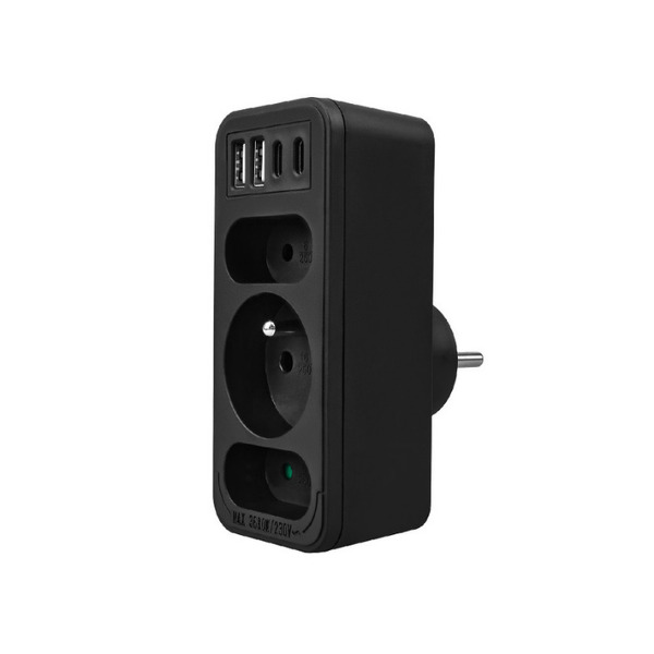 Zdjęcie produktu: Gniazdko prądowe x3 + 4xUSB Maclean, rozgałęźnik z 3 gniazdami, 2xUSB A, 2xUSB C PD 20W, 1x16A + 2x6A, MCE248 F/B Zdjęcie produktu: Gniazdko prądowe x3 + 4xUSB Maclean, rozgałęźnik z 3 gniazdami, 2xUSB A, 2xUSB C PD 20W, 1x16A + 2x6A, MCE248 F/B