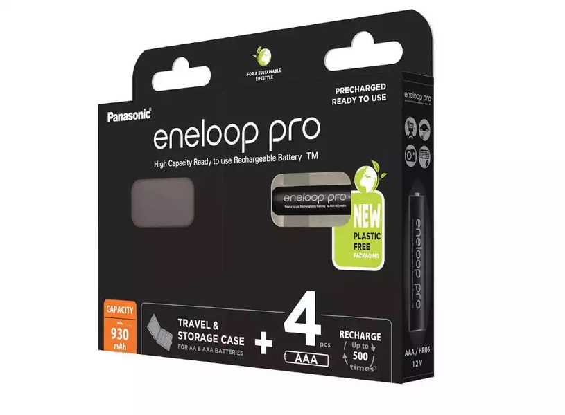 Zdjęcie produktu: Panasonic Eneloop Pro R3/AAA 930mAh - opak. 4 akumulatorków + pojemnik
