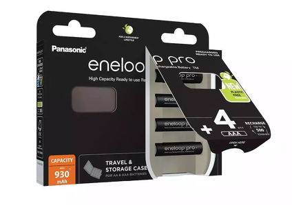 Miniatura produktu: Panasonic Eneloop Pro R3/AAA 930mAh - opak. 4 akumulatorków + pojemnik (BK-4HCDE/4CP+CASE)