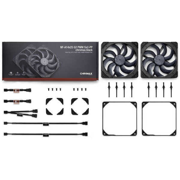 Zdjęcie produktu: Zestaw Noctua NF-A14x25 G2 PWM chromax.black Sx2-PP Sterrox 140mm Push Pull