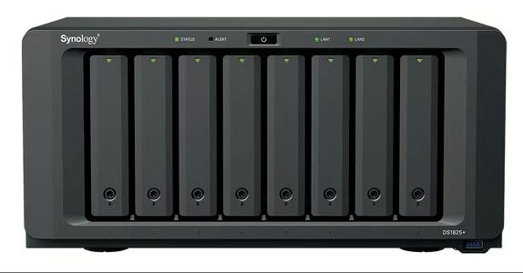 Miniatura produktu: Serwer plików Synology DS1825+ 8-bay, AMD Ryzen V1500B 4-core 2.2GHz, 32 GB DDR4 ECC, 2 (NVMe) 2x2,5 GbE LAN, 3x USB 3.0, 1x Gen3 x8 slot