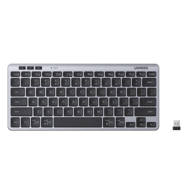 Zdjęcie produktu: Klawiatura Ugreen bezprzewodowa Bluetooth 5.3 do 3 urządzeń - szara Zdjęcie produktu: Klawiatura Ugreen bezprzewodowa Bluetooth 5.3 do 3 urządzeń - szara