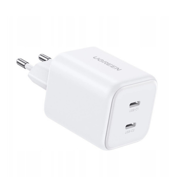 Ładowarka sieciowa Ugreen GaN 45W 2xUSB-C - biała Ładowarka sieciowa Ugreen GaN 45W 2xUSB-C - biała
