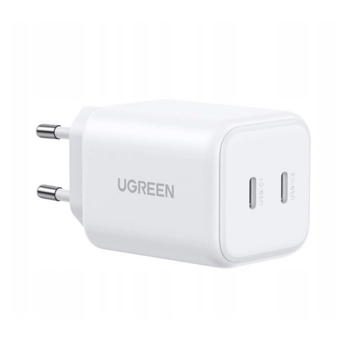Ładowarka sieciowa Ugreen GaN 45W 2xUSB-C - biała Ładowarka sieciowa Ugreen GaN 45W 2xUSB-C - biała