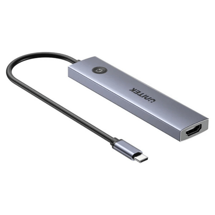 HUB USB-C 7w1 Unitek 4K@60Hz, PD 100W i przycisk HDMI On/Off HUB USB-C 7w1 Unitek 4K@60Hz, PD 100W i przycisk HDMI On/Off