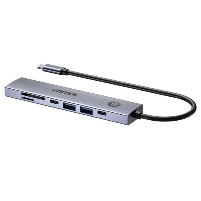 HUB USB-C 7w1 Unitek 4K@60Hz, PD 100W i przycisk HDMI On/Off HUB USB-C 7w1 Unitek 4K@60Hz, PD 100W i przycisk HDMI On/Off