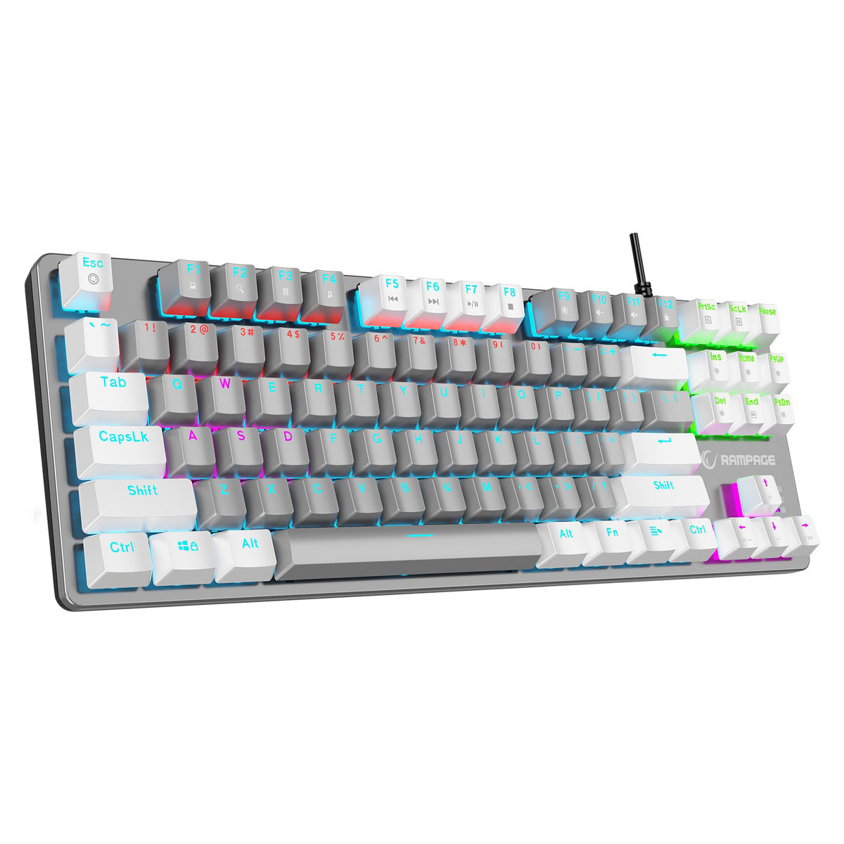 Klawiatura Rampage Mechaniczna Snug RGB KRGD Blue szaro-biała