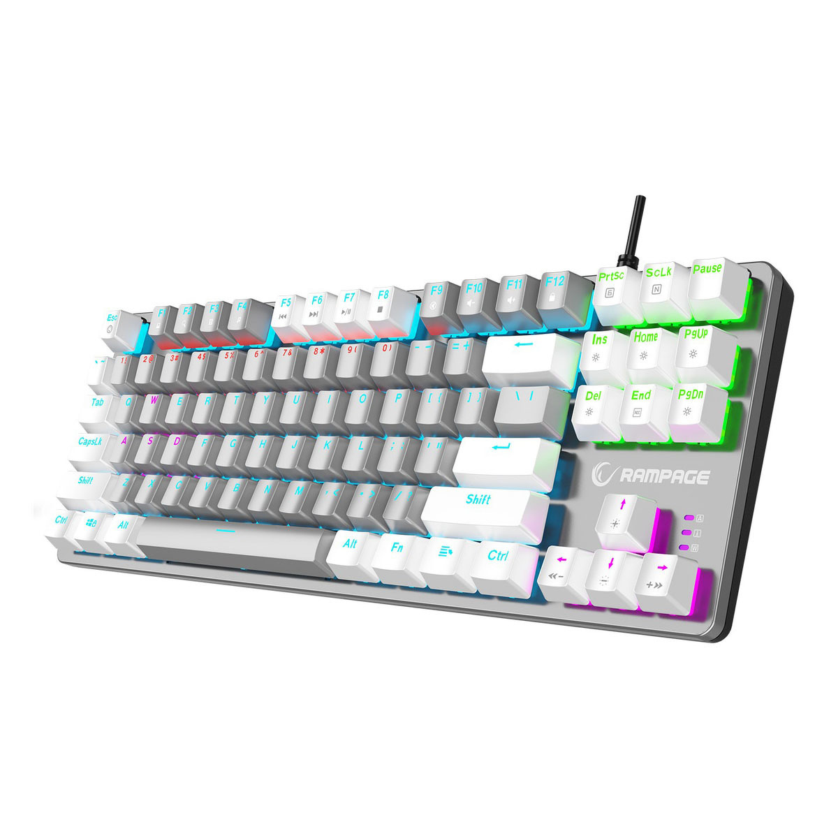 Klawiatura Rampage Mechaniczna Snug RGB KRGD Blue szaro-biała